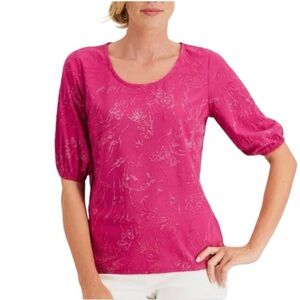 Jm Collection Womens Pink Textured Glitter Floral XL‎ petite